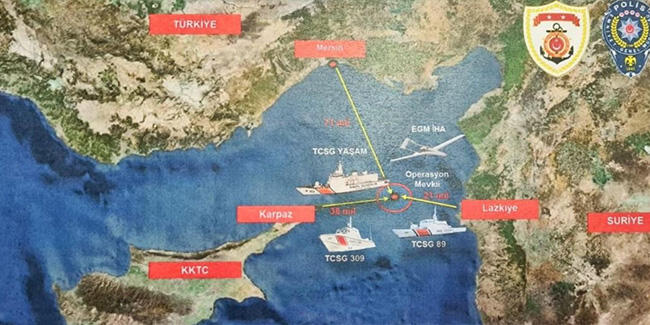 Suriye açıklarında bir gemide 1,5 tonun üzerinde esrar ele geçirildi