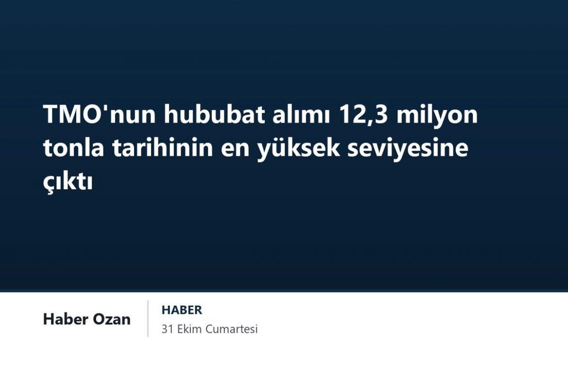 TMO’nun hububat alımı 12,3 milyon tonla tarihinin en yüksek seviyesine çıktı